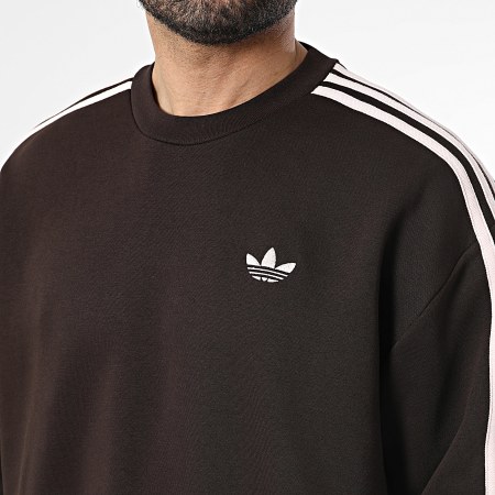 Adidas Originals - Sweat Crewneck A Bandes 3 Stripes KQ9642 Marron Rose Clair