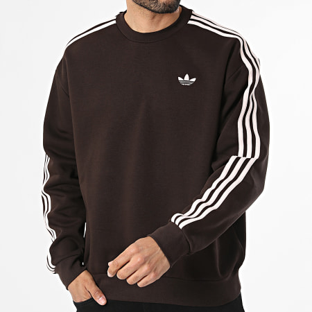 Adidas Originals - Sweat Crewneck A Bandes 3 Stripes KQ9642 Marron Rose Clair