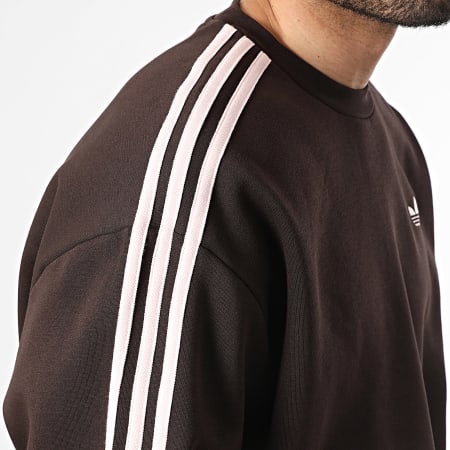 Adidas Originals - Sweat Crewneck A Bandes 3 Stripes KQ9642 Marron Rose Clair