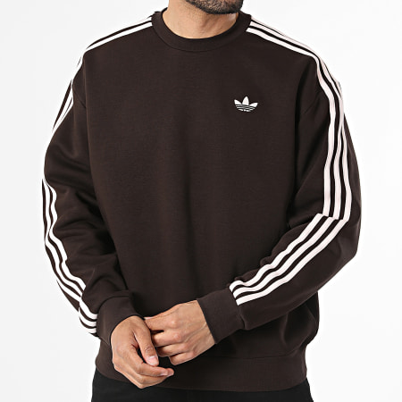 Adidas Originals - Sweat Crewneck A Bandes 3 Stripes KQ9642 Marron Rose Clair