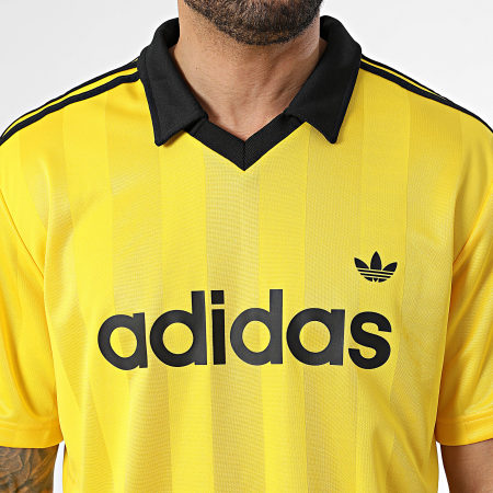 Adidas Originals - Tee Shirt Col V A Bandes Jersey KE3581 Jaune Noir
