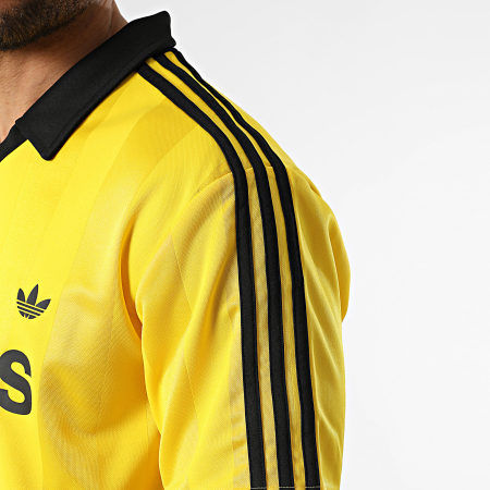 Adidas Originals - Tee Shirt Col V A Bandes Jersey KE3581 Jaune Noir