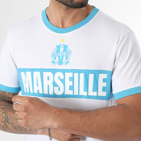 OM - Tee Shirt Olympique De Marseille M25099C Blanc Bleu Clair