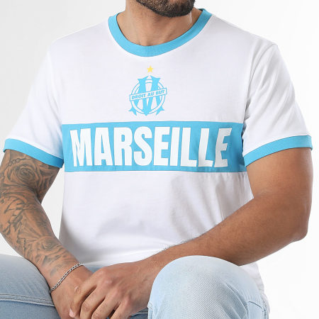 OM - Tee Shirt Olympique De Marseille M25099C Blanc Bleu Clair