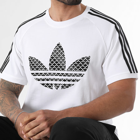 Adidas Originals - Tee Shirt A Bandes Monogram 3 Stripes KD1360 Blanc Noir