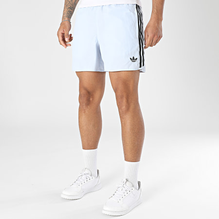 Adidas Originals - Short Jogging A Bandes Sprinter KE2434 Bleu Clair Noir