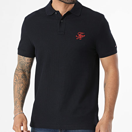 Tommy Hilfiger - Polo Manches Courtes Regular Fit Script 3046 Bleu Marine