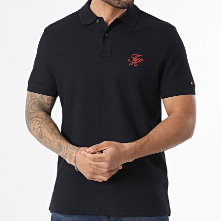 Tommy Hilfiger - Polo Manches Courtes Regular Fit Script 3046 Bleu Marine