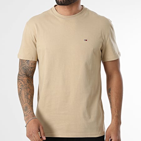 Tommy Jeans - Tee Shirt Regular Fit Small Flag 2504 Beige