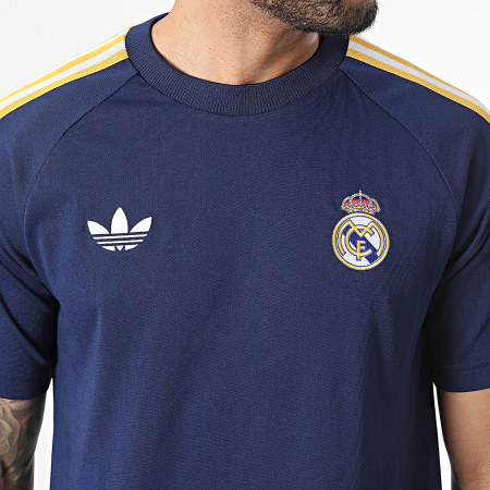 Adidas Originals - Tee Shirt A Bandes Real Madrid KE3848 Bleu Marine Jaune