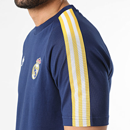 Adidas Originals - Tee Shirt A Bandes Real Madrid KE3848 Bleu Marine Jaune