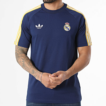 Adidas Originals - Tee Shirt A Bandes Real Madrid KE3848 Bleu Marine Jaune