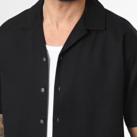 JJ Rebel - Chemise Manches Courtes Texturée Korso Noir
