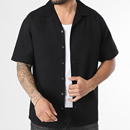JJ Rebel - Chemise Manches Courtes Texturée Korso Noir