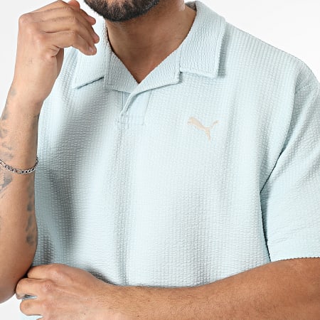 Puma - Polo Korte Mouwen Textuur Relaxed Fit Essential Elevated 692560 Lichtblauw