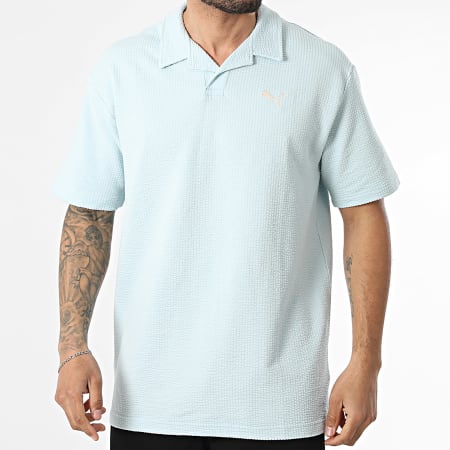 Puma - Polo Korte Mouwen Textuur Relaxed Fit Essential Elevated 692560 Lichtblauw