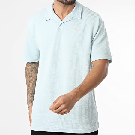 Puma - Polo Korte Mouwen Textuur Relaxed Fit Essential Elevated 692560 Lichtblauw