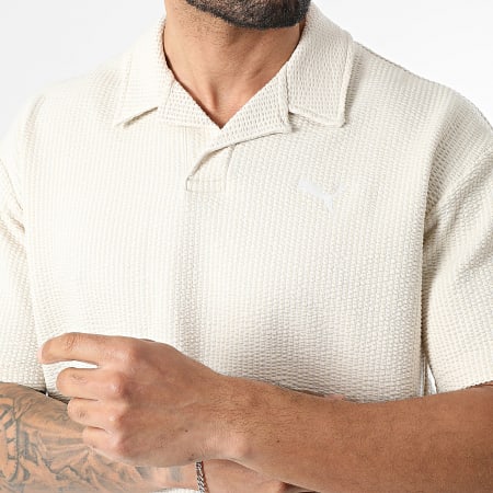 Puma - Polo Korte Mouwen Textuur Relaxed Fit Essential Elevated 692560 Beige