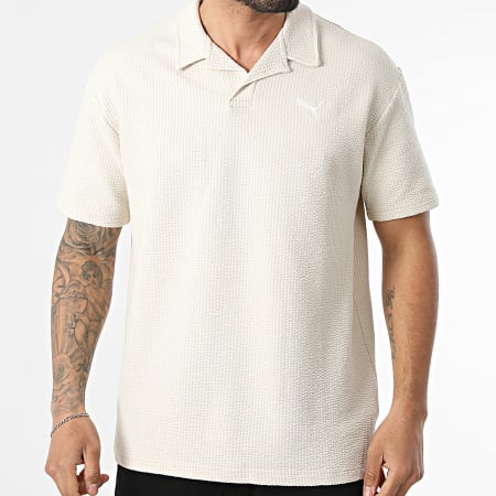 Puma - Polo Korte Mouwen Textuur Relaxed Fit Essential Elevated 692560 Beige