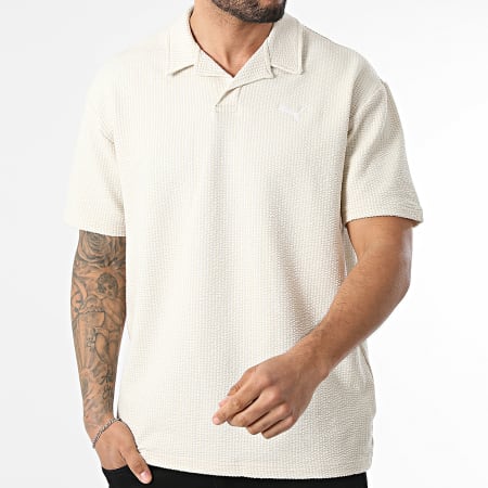 Puma - Polo Korte Mouwen Textuur Relaxed Fit Essential Elevated 692560 Beige