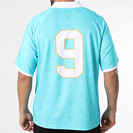 Puma - Maillot De Foot A Bandes OM King Retro Jersey 785777 Turquoise Blanc