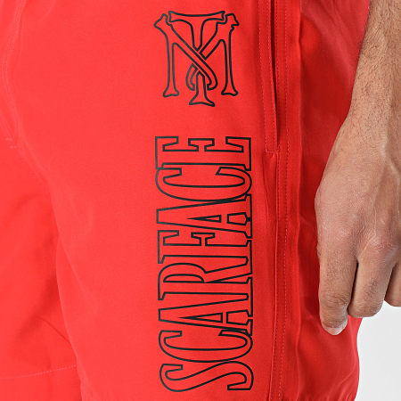 Scarface - Short De Bain Logos Contours Rouge Noir