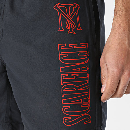 Scarface - Short De Bain Logos Contours Noir Rouge