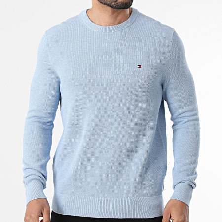 Tommy Hilfiger - Pull Essential Structure 6347 Bleu Clair Chiné