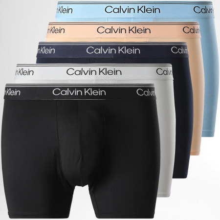 Calvin Klein - Pack de 5 Boxers NB4413 Negro Gris Claro Azul Claro Azul Marino Naranja
