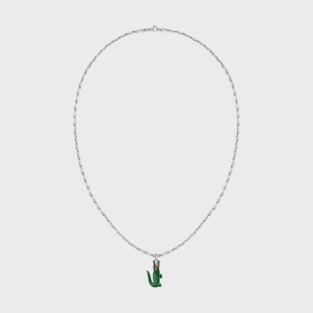 Lacoste - Collier Arthor Logo Crocodile Argenté