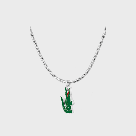Lacoste - Collier Arthor Logo Crocodile Argenté