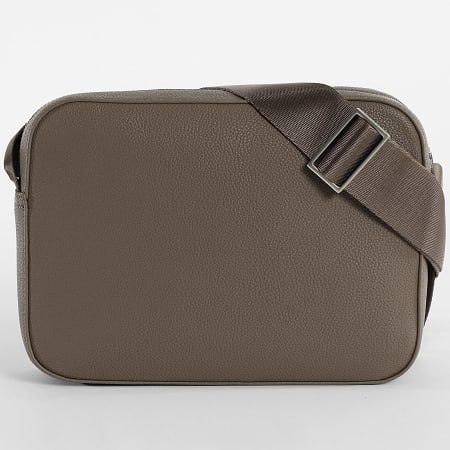 Lacoste - Sacoche Simili Cuir Logo Crocodile Metal Marron