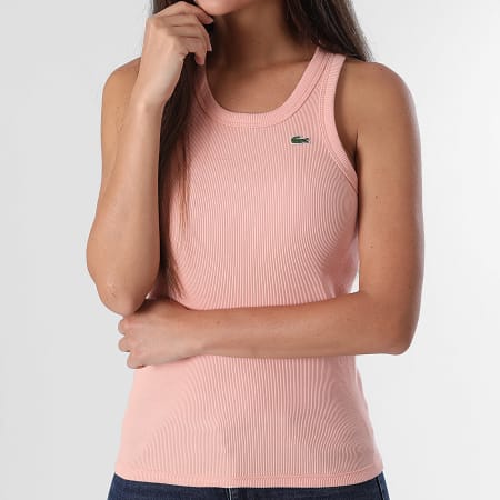 Lacoste - Débardeur Femme Logo Brodé Crocodile Rose Corail