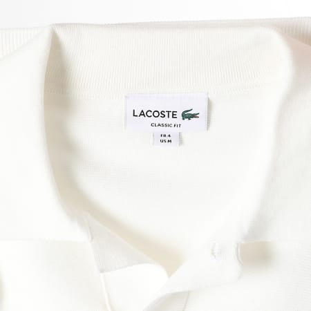 Lacoste - Polo Manches Courtes Maille Logo Brodé Crocodile Classic Fit Blanc