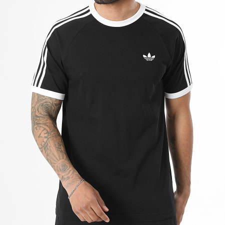 Adidas Originals - Ensemble Tee Shirt Et Short Jogging A Bandes 3 Stripes KE3538 KE3566 Noir Blanc