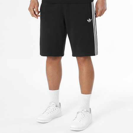 Adidas Originals - Ensemble Tee Shirt Et Short Jogging A Bandes 3 Stripes KE3538 KE3566 Noir Blanc
