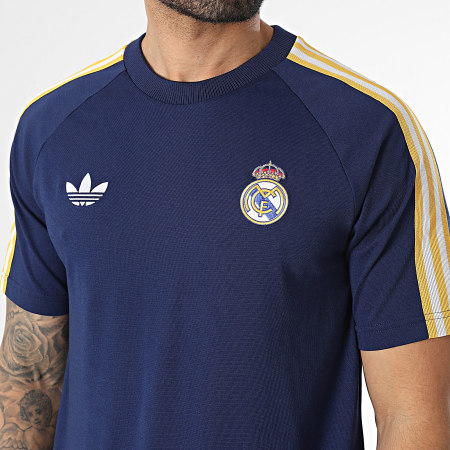 Adidas Originals - Ensemble Tee Shirt Et Short Jogging A Bandes Real Madrid KE3848 JZ9155 Bleu Marine Jaune