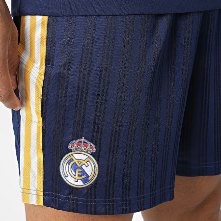 Adidas Originals - Ensemble Tee Shirt Et Short Jogging A Bandes Real Madrid KE3848 JZ9155 Bleu Marine Jaune