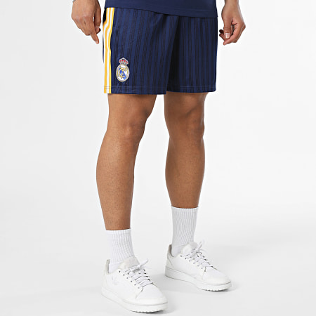 Adidas Originals - Ensemble Tee Shirt Et Short Jogging A Bandes Real Madrid KE3848 JZ9155 Bleu Marine Jaune