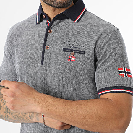 Geographical Norway - Polo Manches Courtes Kblended Bleu Marine Chiné