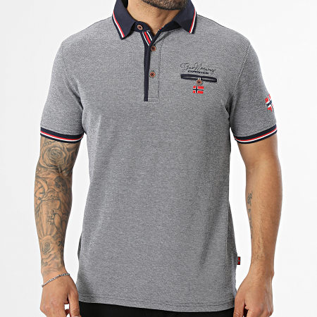 Geographical Norway - Polo Manches Courtes Kblended Bleu Marine Chiné