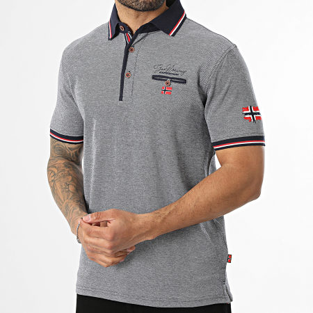 Geographical Norway - Polo Manches Courtes Kblended Bleu Marine Chiné