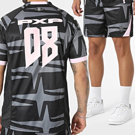 PXP - Ensemble Tee Shirt Et Short Jogging 2610308 2640308 Noir Gris Anthracite Rose