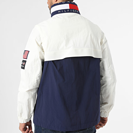 Tommy Hilfiger - Veste Capuche Zippée US Sail GP Colorblock Regatta 0031 Beige Clair Bleu Marine
