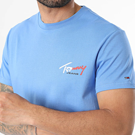 Tommy Jeans - Tee Shirt Slim Sign Chest 2538 Bleu Clair
