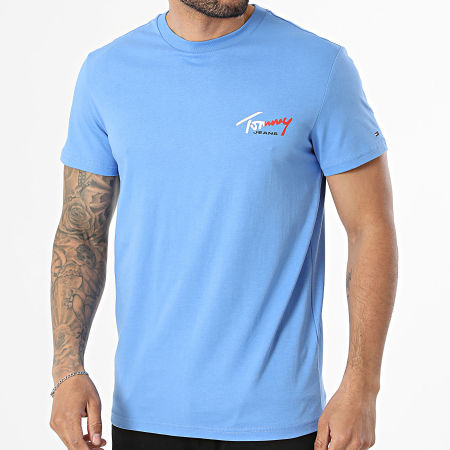 Tommy Jeans - Tee Shirt Slim Sign Chest 2538 Bleu Clair
