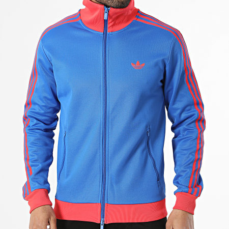 Adidas Originals - Veste Zippée Bandes Brodées Beckenbauer TT KE2412 Bleu Roi Rouge