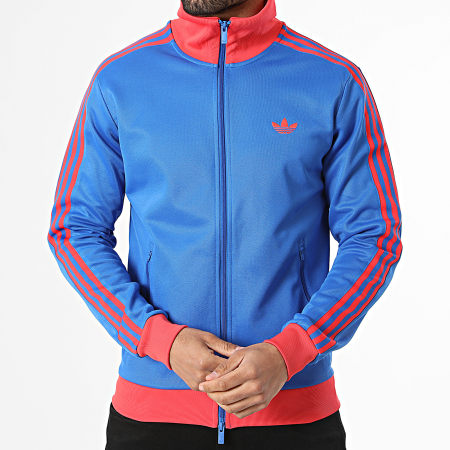 Adidas Originals - Veste Zippée Bandes Brodées Beckenbauer TT KE2412 Bleu Roi Rouge