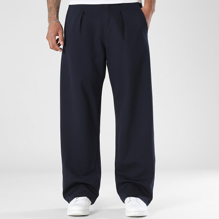 LBO - Pack de 2 Pantalones Vestir Anchos Con Pliegues 2350 2379 Blanco Azul Marino