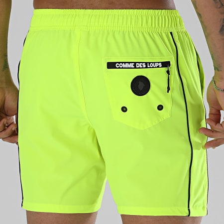 Comme Des Loups - Pantalón Corto de baño Steam Amarillo Flúor Negro